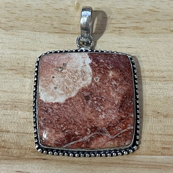 Artisan Jewelry - LEOPARD SKIN JASPER GEMSTONE 925 SILVER PLATED PENDANT